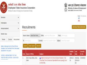 ESIC Recruitment For 35 Senior Residents And Specialists Through 'Walk-In' Selection