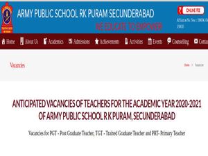 Army Public School Recruitment: Apply Offline For 46 PGT, TGT And PRT Posts In Multiple Subjects 