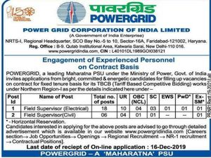PGCIL Recruitment: Apply Online For 24 Field Supervisors (Electrical And Civil) Before December 16