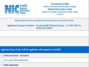 NIC Recruitment 2020 For 495 Scientist 'B' And Technical Assistants Post, Apply Online From Today