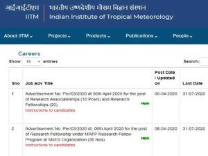 IITM Recruitment 2020 For 66 JRF, SRF, Research Associates And Fellows. Apply Online Before July 31