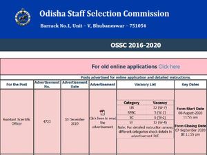 OSSC Recruitment 2020 For 45 Assistant Scientific Officer Posts, Apply Online Before September 7