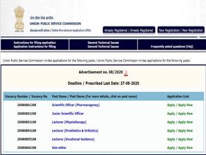 UPSC Notification 2020 For 24 Scientific Officers, Lecturers And Sub-Editors, Apply Before August 27