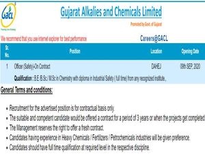 GACL Recruitment 2020 For Officer (Safety) Posts, Apply Online Before September 20