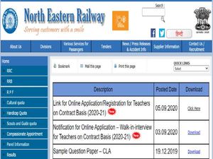 RRC North Eastern Railway Recruitment 2020 For PGT And TGT Posts, Register Online Before Sep 9