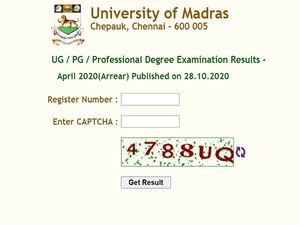 Madras University Arrear Result 2020 Declared 