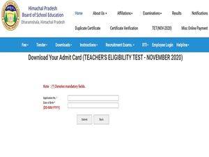 HP TET Admit Card 2020 Released For November Session
