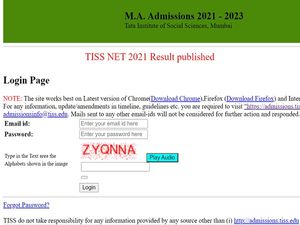 TISSNET Result 2021 Released For MA Courses