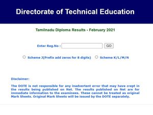 TNDTE Diploma Result 2021 February Declared At tndte.gov.in