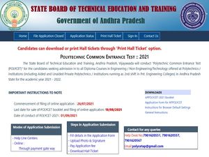 AP POLYCET Hall Ticket Download 2021 At polycetap.nic.in
