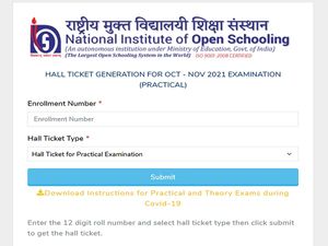  NIOS Practical Hall Ticket 2021 Released For Oct-Nov Examination