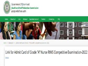JSSC Grade A Nurse Admit Card 2022 Released, Download JSSC CBT Grade A Nurse Call Letter On jssc.nic.in