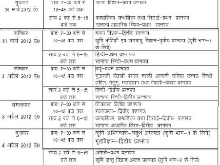 UP Class 12 March 2013 Time Table