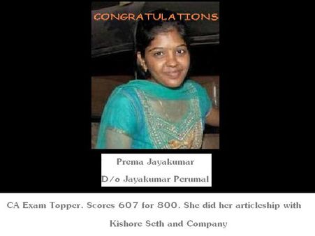 Tamil Nadu Girl Tops CA Exam