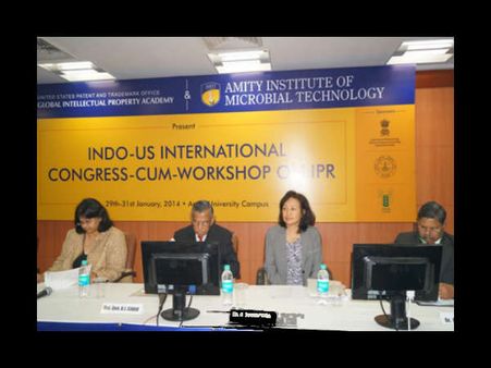 From L-R Ms. Kalpana Reddy- US Embassy, Maj. Gen K.J. Singh, Group Vice Chancellor - Amity University, Ms. Kitisri Sukhapinda, Attorney-Advisor, USPTO, Dr. Arvind Kumar -DDG, Education, ICAR