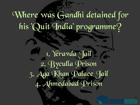 Gandhi Quiz: Where was Gandhi detained for his 'Quit India' programme?