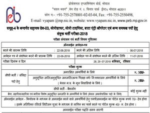 मध्यप्रदेश व्यापम से निकली ग्रुप-4 के 2714 पदों पर भर्ती, 12वीं पास करें आवेदन