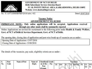DSSSB से निकली 10वीं, 12वीं और ग्रेजुएट के लिए ग्रुप-सी के 1650 पदों पर भर्ती
