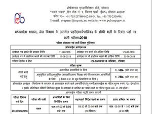 MP Jail Prahari Recruitment 2018: जेल प्रहरी भर्ती का ऑफिसियल नोटिफिकेशन यहां देखें