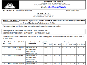 DSSSB Recruitment 2020 / डीएसएसएसबी भर्ती 2020, दिल्ली में 10वीं पास सरकारी नौकरी के लिए करें आवेदन