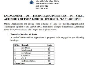 SAIL Apprentice Recruitment 2020: सेल अपरेंटिस भर्ती 2020 नोटिफिकेशन जारी, 17 मार्च तक करें आवेदन