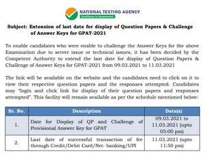 GPAT Answer Key 2021 Objection Last Date: जीपीएटी आंसर की 2021 पर 11 मार्च तक दर्ज करें आपत्ति