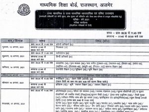RBSE Date Sheet Time Table PDF Download: राजस्थान बोर्ड 10वीं 12वीं विशेष परीक्षा 2021 डेट शीट टाइम टेबल जारी