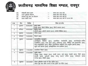 CG Board 10th Date sheet 2023 PDF Download सीजी बोर्ड 10वीं डेट शीट 2023 पीडीएफ डाउनलोड करें
