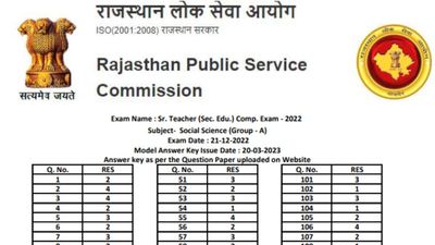 RPSC Sr. Teacher Comp. Exam 2022 मॉडल आंसर की डाउनलोड करने के लिए यहां क्लिक करें