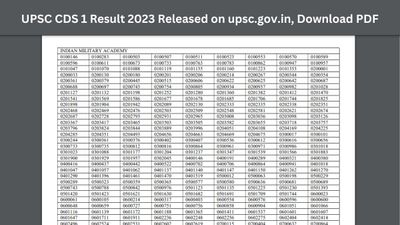UPSC CDS I Result 2023: यूपीएससी सीडीएस 1 रिजल्ट हुआ जारी, डाउनलोड करें पीडीएफ