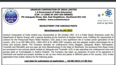 UCIL Recruitment 2023: यूसीआईएल ने निकाली ग्रुप ए और ग्रुप बी के लिए भर्ती 2023, शीघ्र करें आवेदन