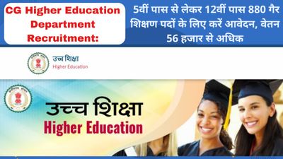 CG Higher Education Department Recruitment: 5वीं व 12वीं पास 880 गैर-शिक्षण पदों के लिए करें आवेदन, जाने सैलरी