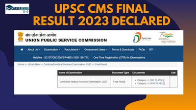 UPSC CMS Final Result 2023 Declared: यूपीएससी सीएम अंतिम रिजल्ट upsc.gov.in पर जारी, देखें टॉपर्स सूची