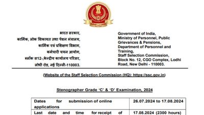 12वीं पास छात्रों के लिए सरकारी नौकरी का अवसर, SSC ने निकाली 2000+ स्टेनोग्राफर पदों पर भर्ती 2024  