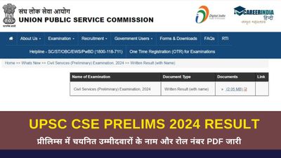UPSC CSE Prelims 2024: यूपीएससी सीएसई प्रीलिम्स में चयनित उम्मीदवारों के नाम और रोल नंबर PDF जारी