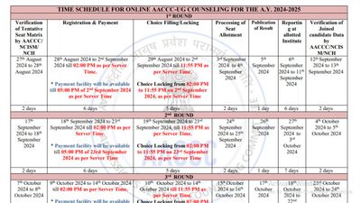आयुष NEET UG काउंसलिंग 2024 शेड्यूल जारी, BAMS में प्रवेश के लिए चेक करें डेट व अन्य डिटेल्स