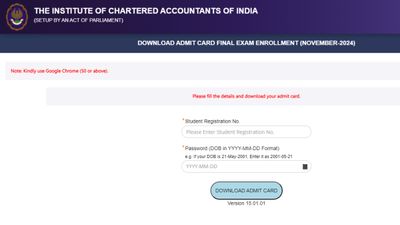 ICAI CA फाइनल नवंबर परीक्षा 2024 के लिए एडमिट कार्ड हुए जारी, शीघ्र करें डाउनलोड