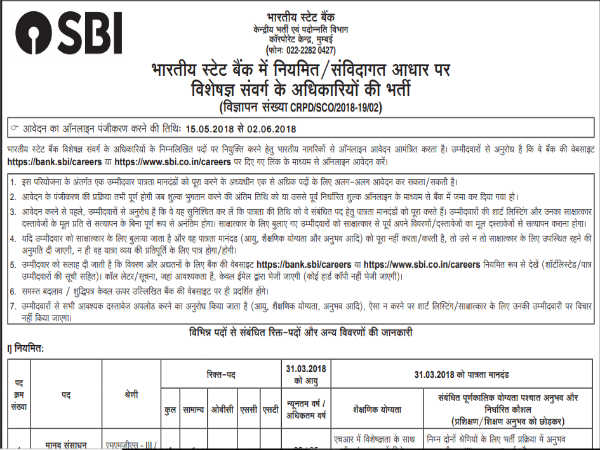 SBI Recruitment 2018: 13 पदों पर निकली ऑफिसर्स की भर्ती, इंटरव्यू से होगा चयन SBI Recruitment 2018: 13 पदों पर निकली ऑफिसर्स की भर्ती, इंटरव्यू से होगा चयन