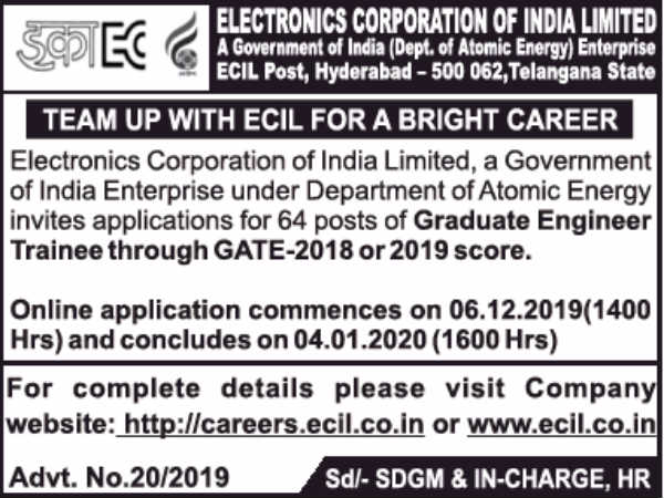 ECIL Recruitment 2019: Graduate Engineer
