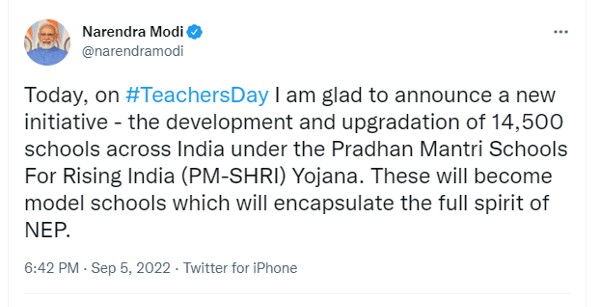 PM SHRI Schools - New Initiative By PM Modi PM SHRI Schools - New Initiative By PM Modi