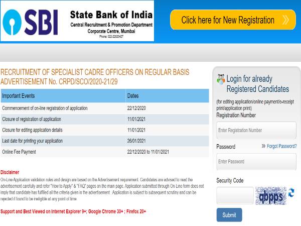 Get a Direct link to apply online for SBI SO Recru