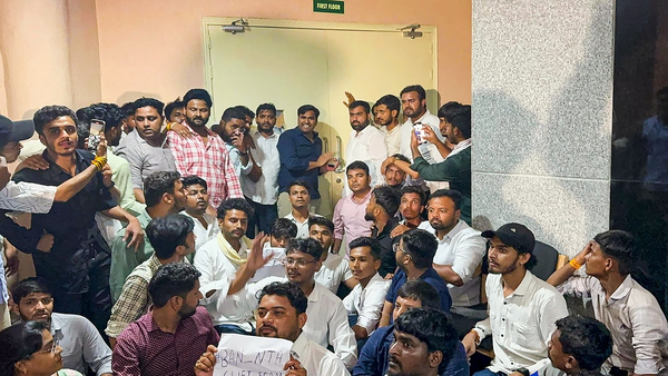 NEET-UG Protests at Jantar Mantar; NSUI Members