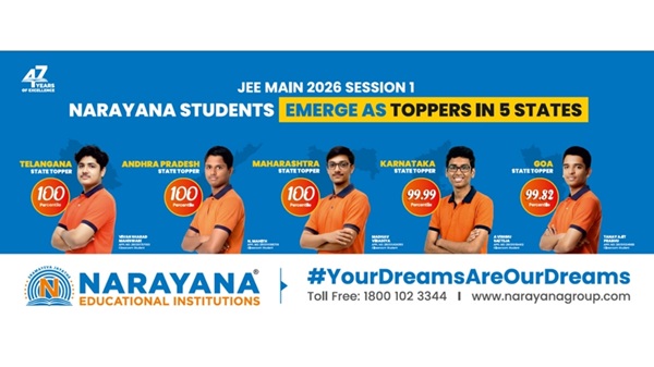 Narayana Students Secure 3 Perfect 100 Percentiles Narayana Students Secure 3 Perfect 100 Percentiles