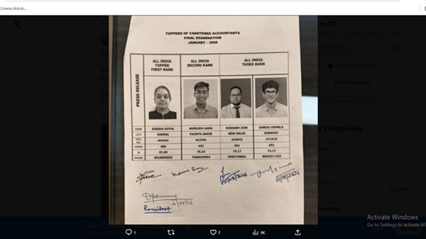 ICAI CA Final January 2026 Toppers List ICAI CA Final January 2026 Toppers List