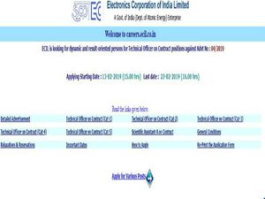 ಇಸಿಐಎಲ್ ನೇಮಕಾತಿ 15 ಟೆಕ್ನಿಕಲ್ ಆಫೀಸರ್ ಮತ್ತು ಸೈಂಟಿಫಿಕ್ ಅಸಿಸ್ಟೆಂಟ್ ಹುದ್ದೆಗಳಿಗೆ ಅರ್ಜಿ ಆಹ್ವಾನ
