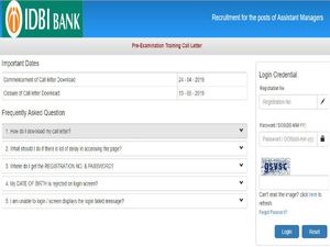 ಐಡಿಬಿಐ ಬ್ಯಾಂಕ್ 500  ಅಸಿಸ್ಟೆಂಟ್ ಮ್ಯಾನೇಜರ್ ಹುದ್ದೆಗಳ ಪ್ರಿ ಪರೀಕ್ಷಾ ಟ್ರೈನಿಂಗ್ ಪ್ರವೇಶ ಪತ್ರ ಪ್ರಕಟ