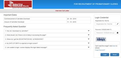South Indian Bank 2019: ಪ್ರೊಬೆಷನರಿ ಕ್ಲರ್ಕ್ ಹುದ್ದೆಗಳ ಸಂದರ್ಶನ ಪ್ರವೇಶ ಪತ್ರ ಬಿಡುಗಡೆ 
