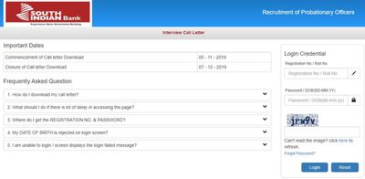 South Indian Bank Admit Card 2019: ಪ್ರೊಬೆಷನರಿ ಅಧಿಕಾರಿ ಹುದ್ದೆಗಳ ಸಂದರ್ಶನ ಪ್ರವೇಶ ಪತ್ರ ಬಿಡುಗಡೆ
