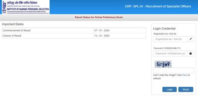 IBPS: ವಿಶೇ‍ಷ ಅಧಿಕಾರಿ ಹುದ್ದೆಗಳ ಪ್ರಿಲಿಮಿನರಿ ಪರೀಕ್ಷಾ ಫಲಿತಾಂಶ ರಿಲೀಸ್
