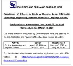 SEBI: 147 ಸಹಾಯಕ ವ್ಯವಸ್ಥಾಪಕ ಹುದ್ದೆಗಳ ನೇಮಕಾತಿ...ತಿಂಗಳಿಗೆ 55,600/-ರೂ ವೇತನ ಪಡೆಯುವ ಅವಕಾಶ